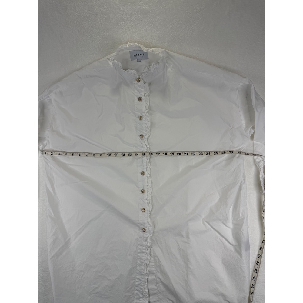 Liberte Essentiel White Ruffle Pearl Button‎ Oversized Tunic Shirt XL Longline - Picture 5 of 9
